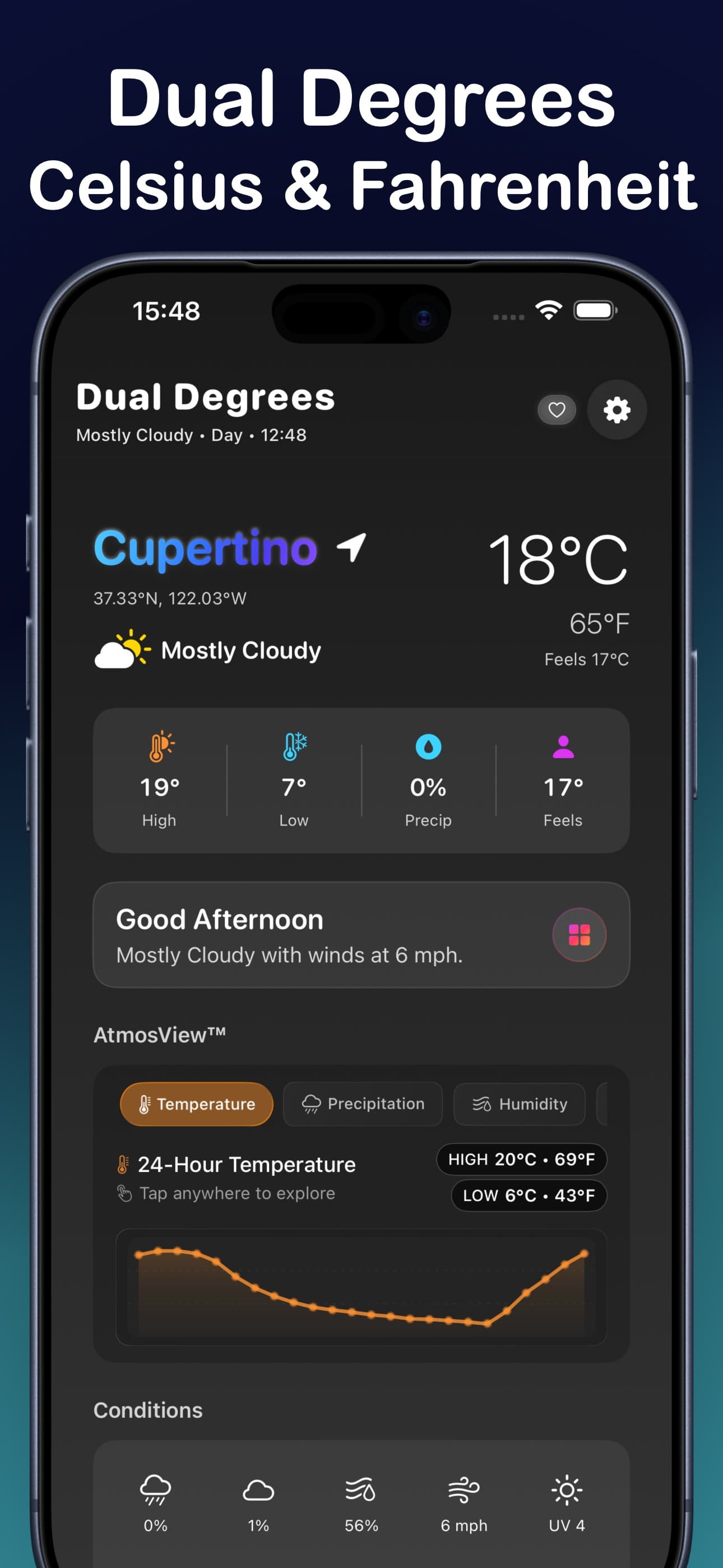 Dual Degrees main weather view