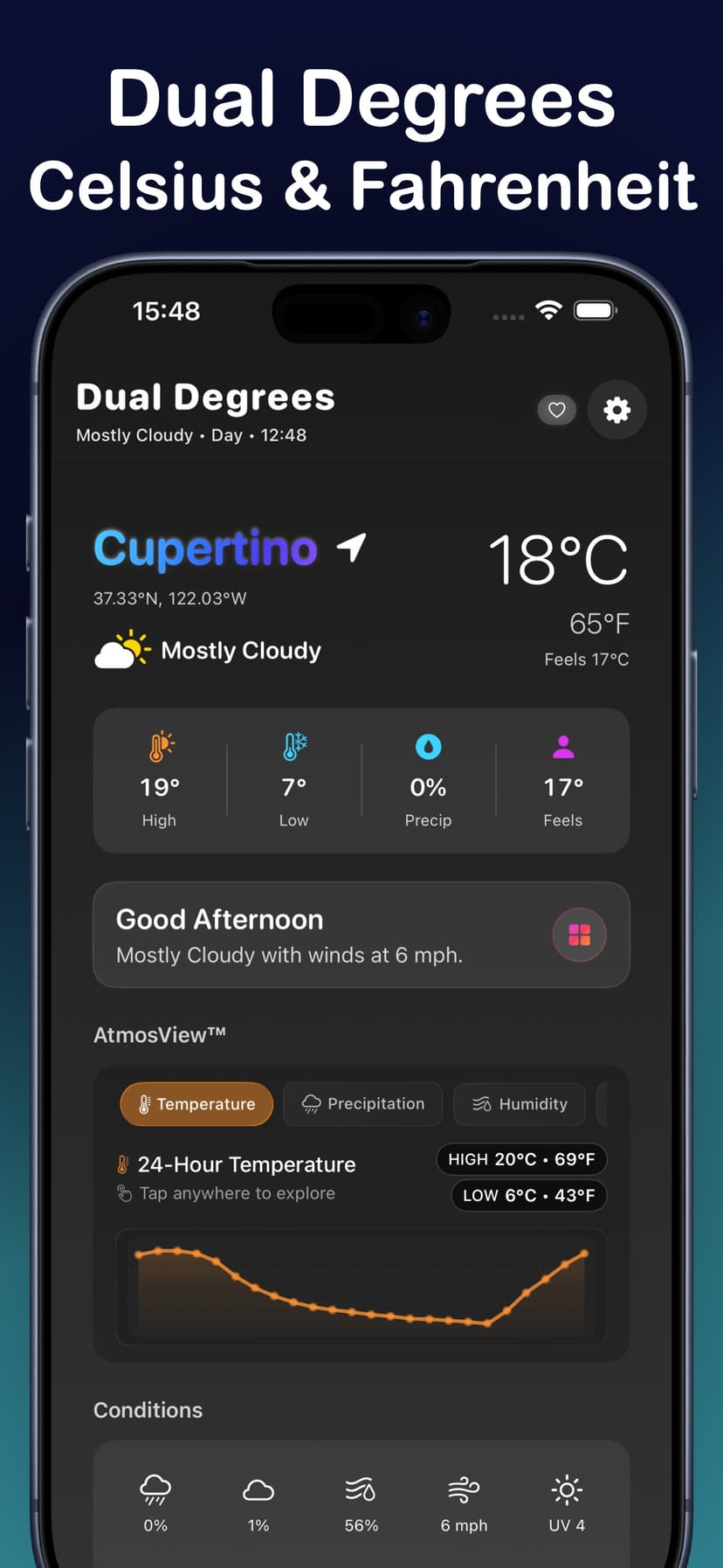Dual Degrees main weather view